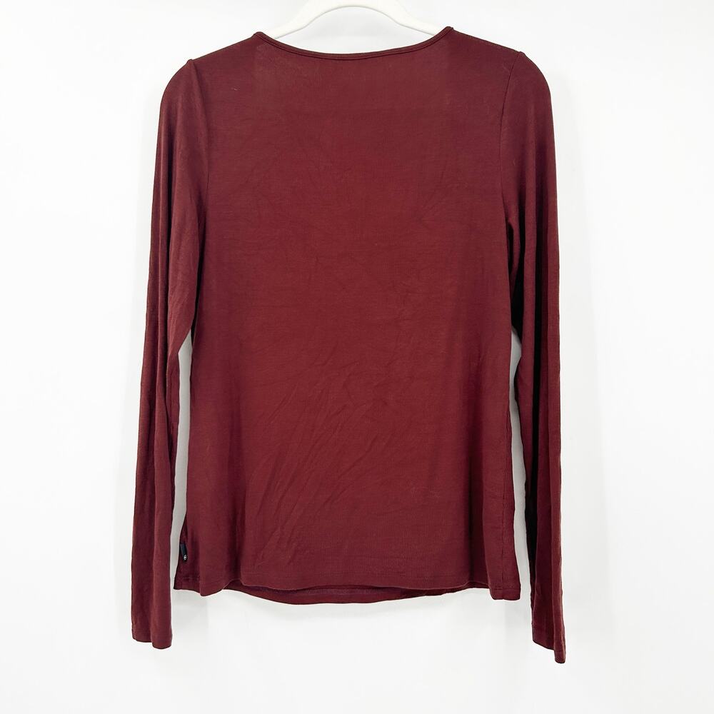 AG Adriano Goldschmied Womens Jaxon Ribbed Basic Long Sleeve Top Size XL Brown - Picture 7 of 7